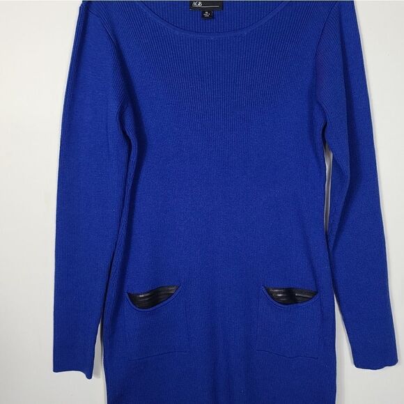 AGB Tunic Blue Long Sleeve Ripple With Pockets - Picture 11 of 14